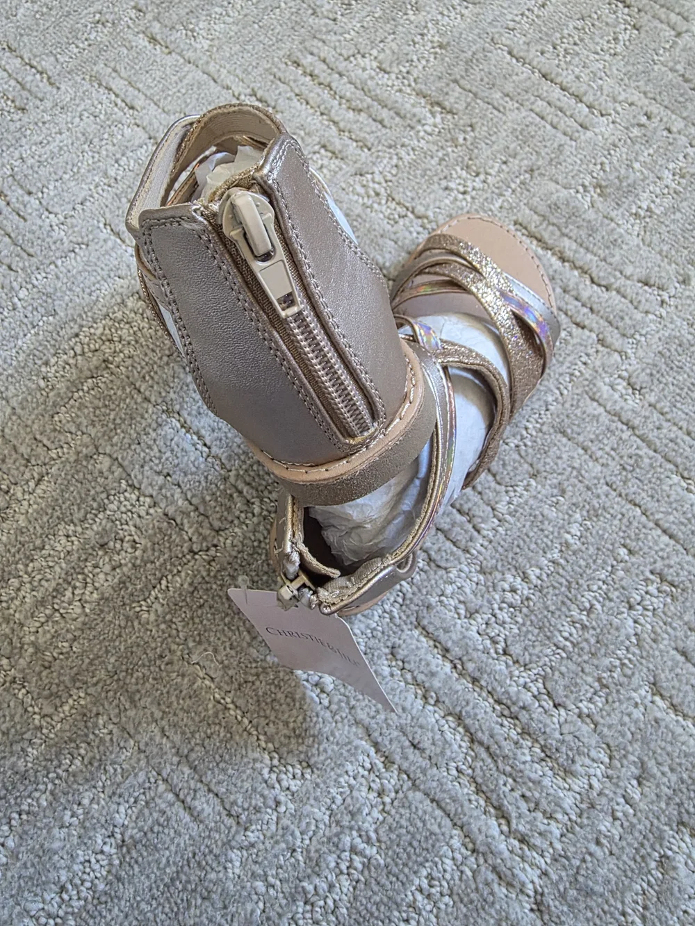 Girls' Rose Gold Glitter Strappy Sandals - Sparkle Comfort